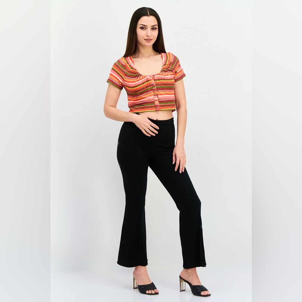 NEW BCBGeneration Striped Multicolor Button-Up‎ Top - Picture 4 of 10